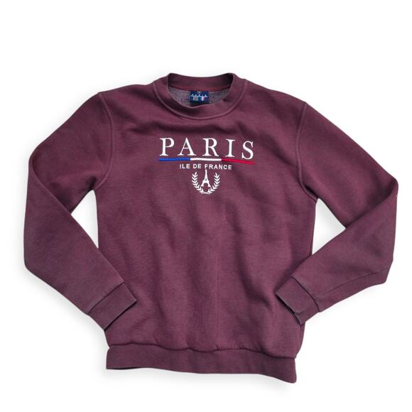 Paris Tour D'Or Ile De France Maroon Pullover Crewneck Sweatshirt Women Sz M - Picture 1 of 13